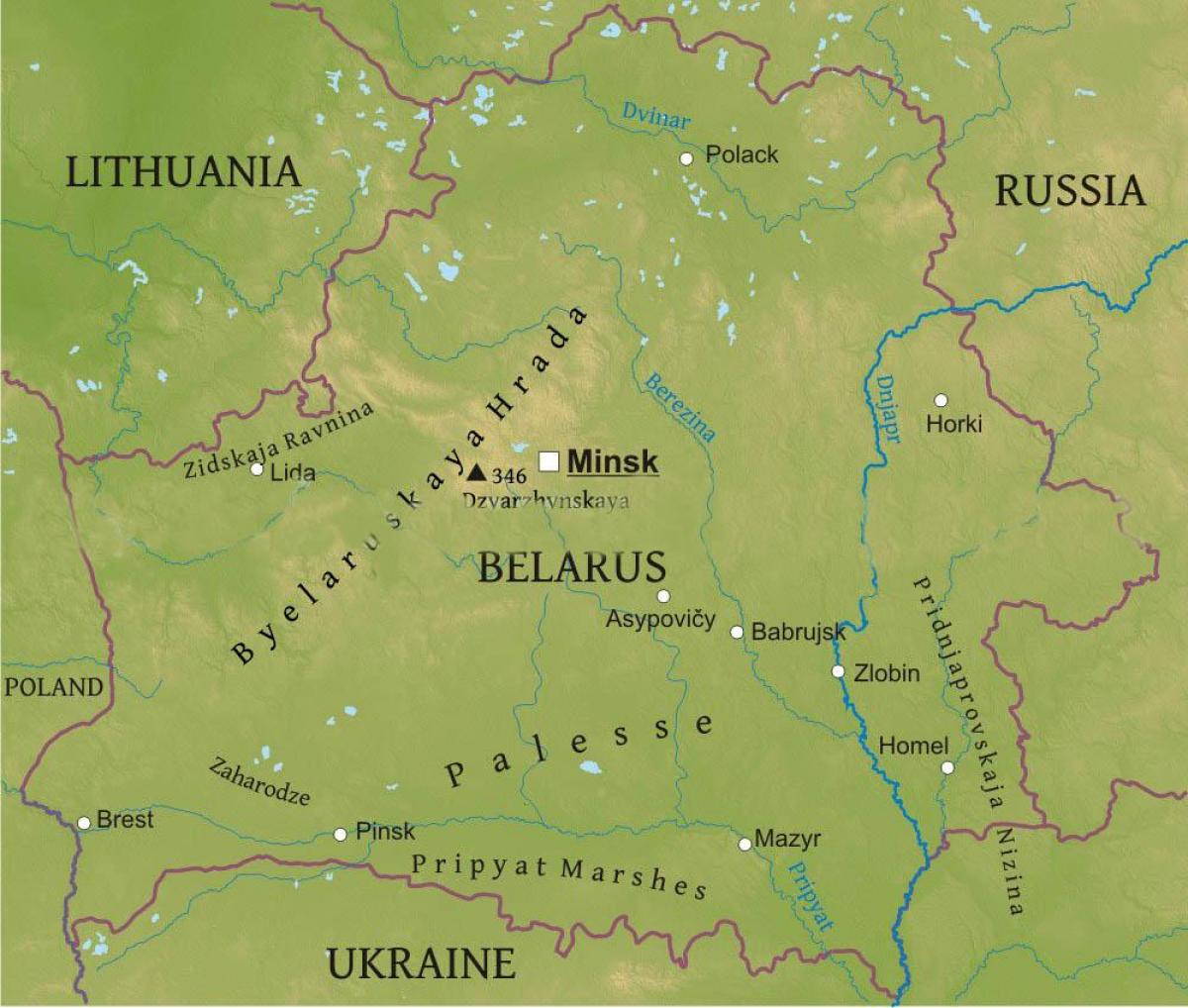Mapa de Bielorússia física