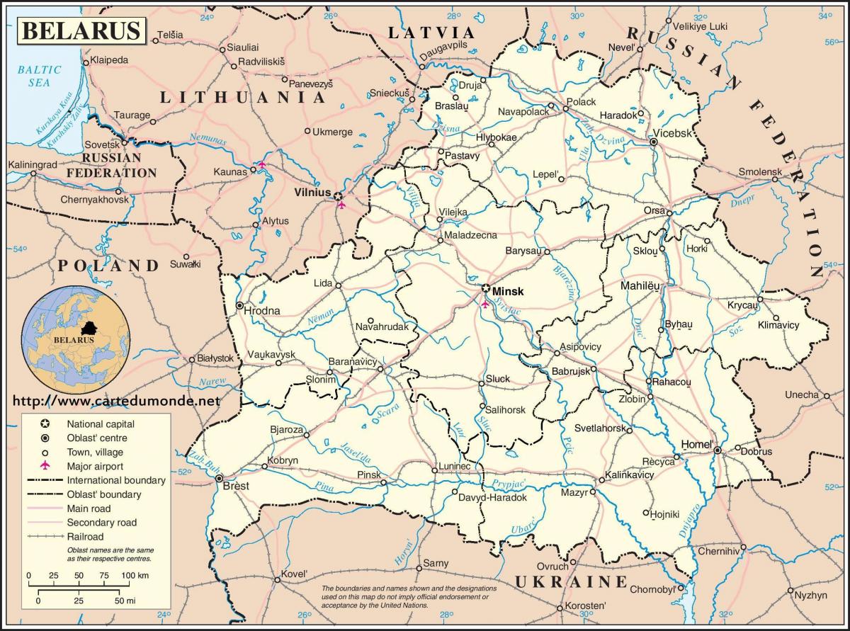 Bielorússia país mapa